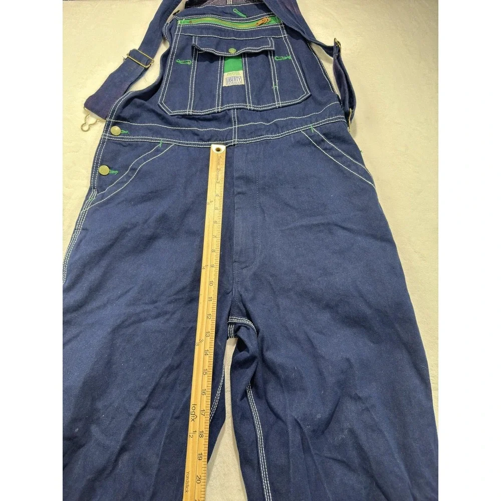 Liberty Overalls Mens 34x30 Blue Denim Bib Workwear Cotton Relaxed Fit Pockets